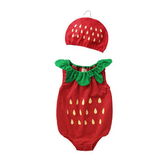 Color: Red, Size: 90cm - Baby bag fart clothes fruit romper