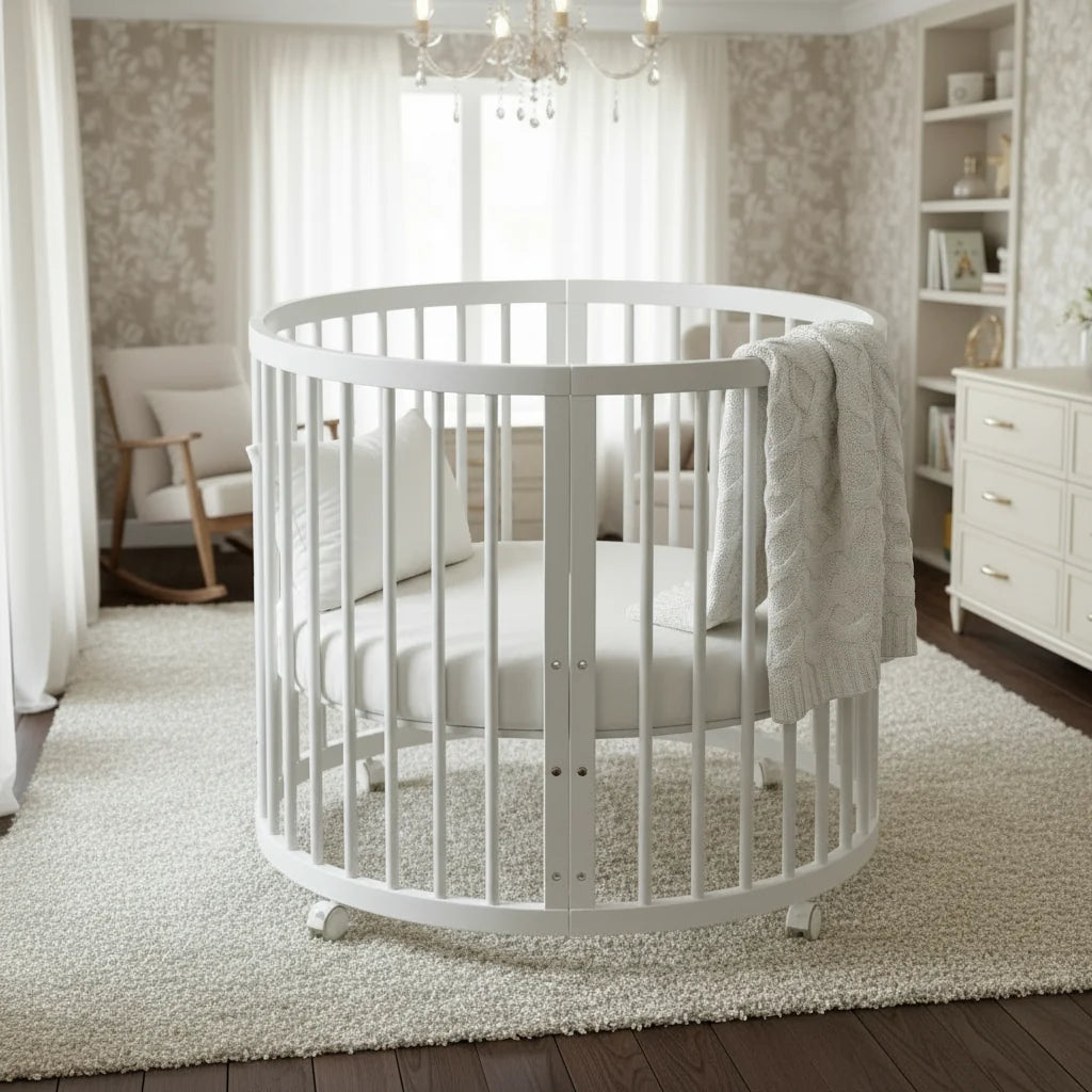 Solid Wood Oval Baby Crib Luxe Collection Exclusive