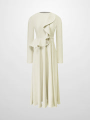 Waist Ruffle Dress-Cream