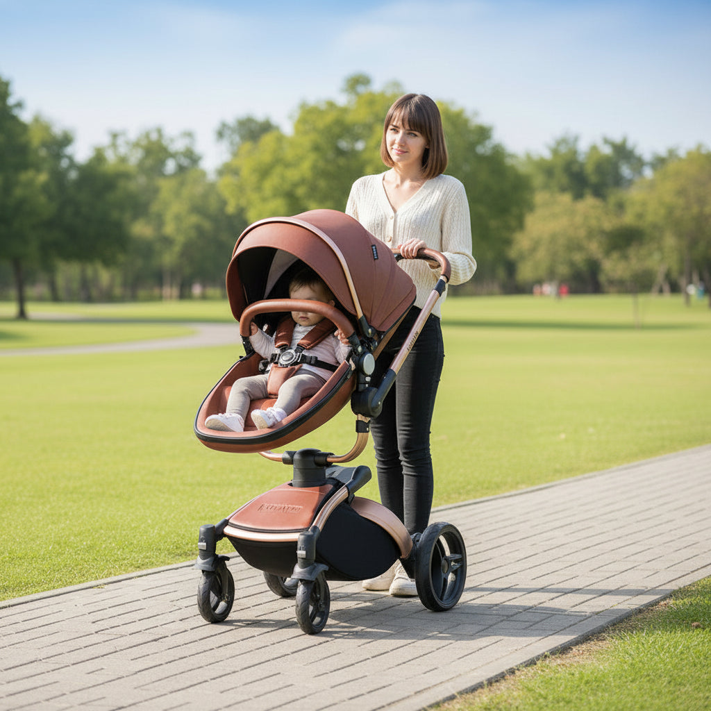 High Landscape Baby Stroller 360-degree Rotation 3-in-1 Basket Foldable