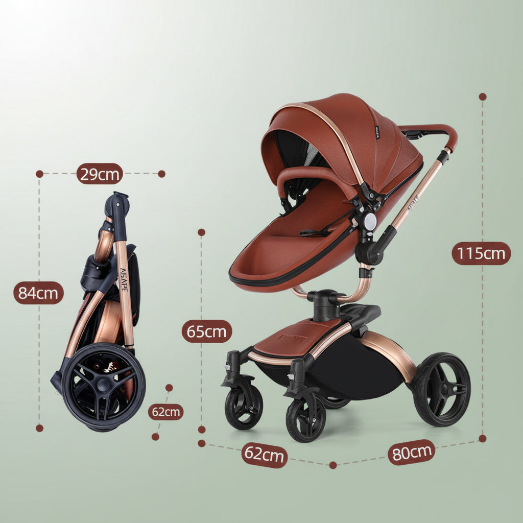High Landscape Baby Stroller 360-degree Rotation 3-in-1 Basket Foldable