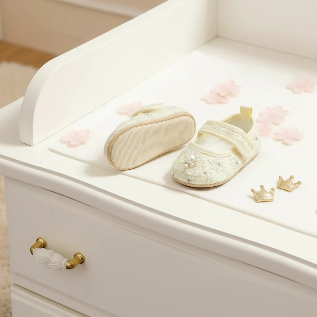 Floral Lace Mary Jane Baby Shoes Soft Sole Prewalker Exclusive