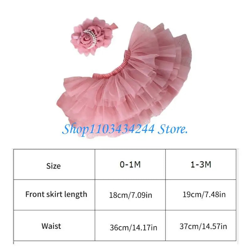 Multilayer Baby Dress Flower Headband Photoshoots Clothes Newborn Photo Supply