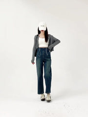 Maternity Drawstring Straight Jeans Pregnancy Women's 2025 New Hot Style High Waisted Loose Slimming Cropped Cigarette Pants