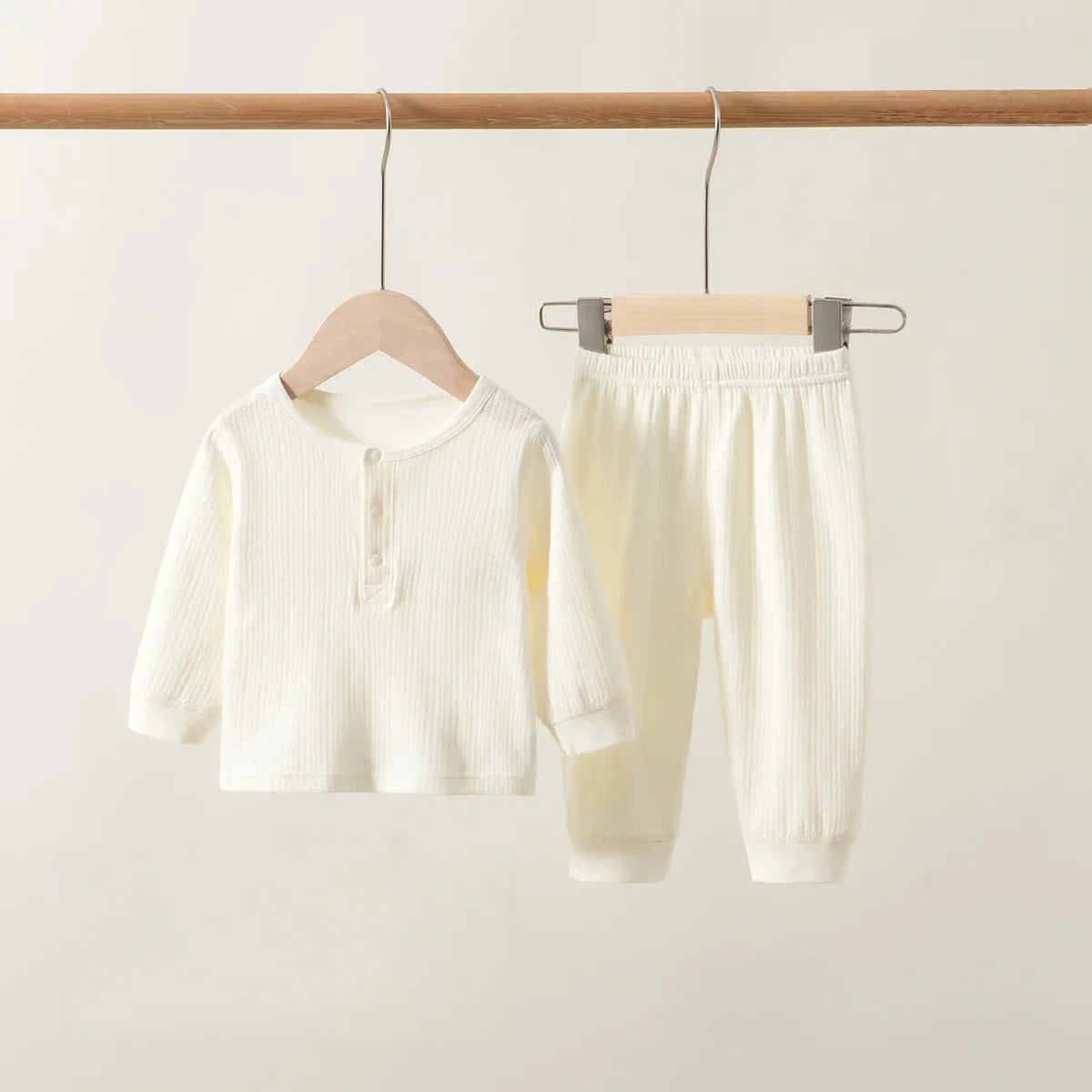 Spring 0-3Y Baby Girls Boys Cotton Pajamas Sets Ribbed Long Sleeve Sleepwear 2pcs Outfits Newborn Nightwear Soft Loungewear