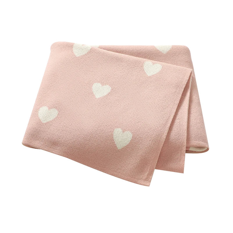 Cotton Baby Blanket Knit Newborn Boy Girl Bed Quilt 100*80CM Infant Stroller Swaddle Wrap Cute Loving Wrap Plaid Soft Sleepsack