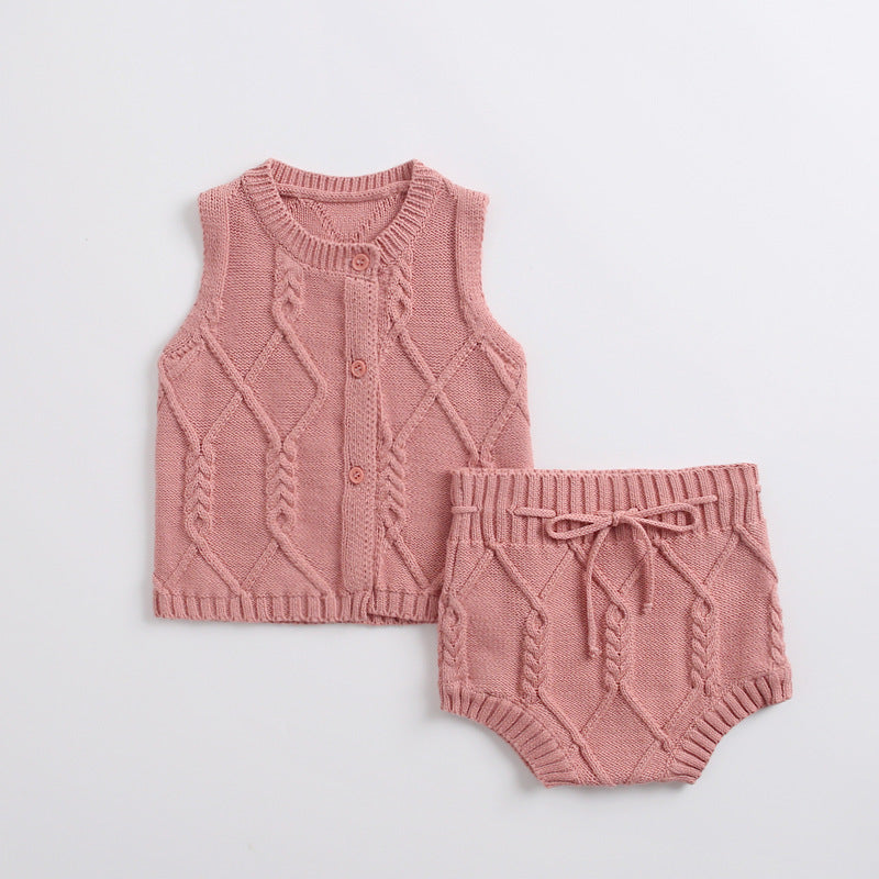 Newborn suit cotton knitted twist vest