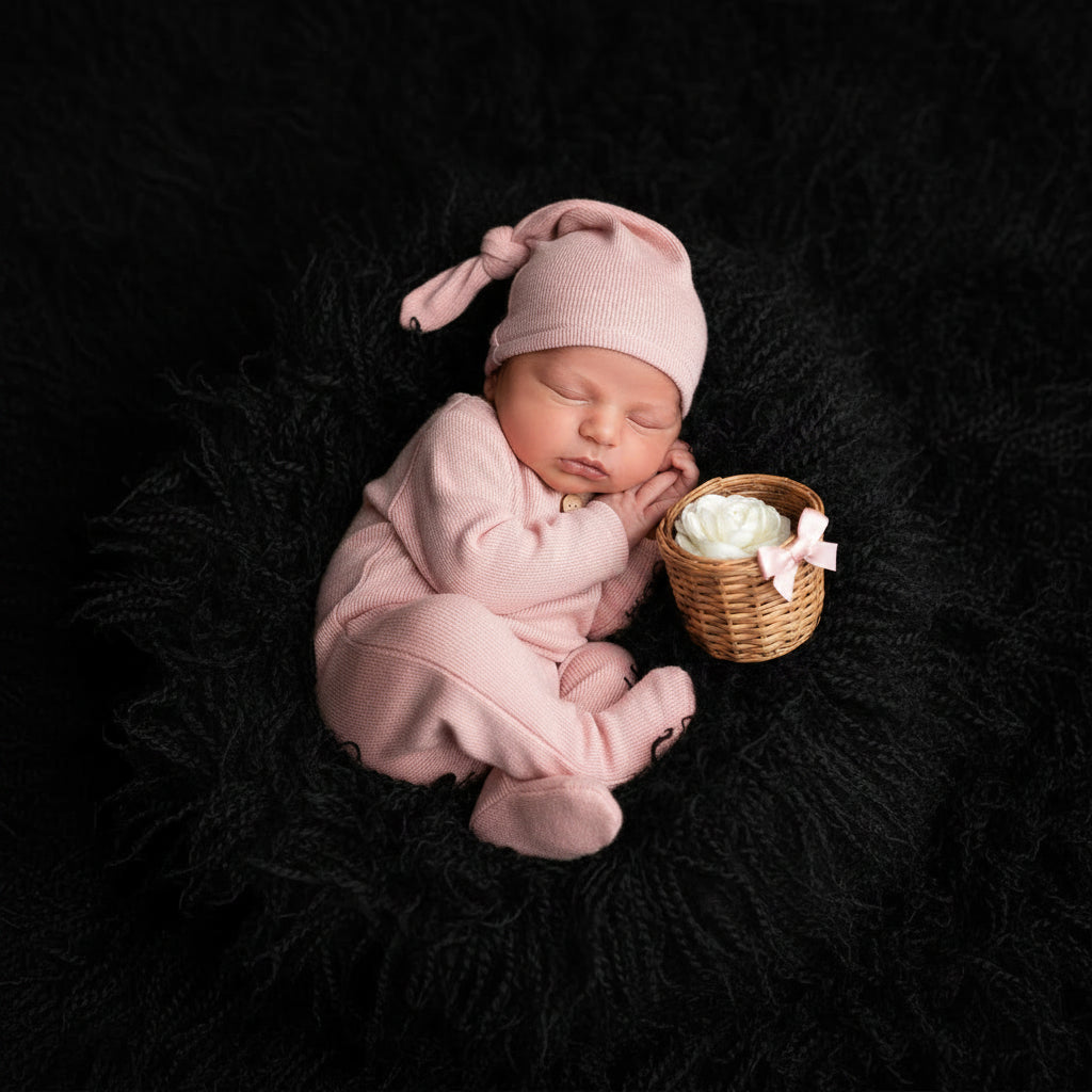 Newborn Photography Knitted Jumpsuit Long Tail Hat Two-piece Set
