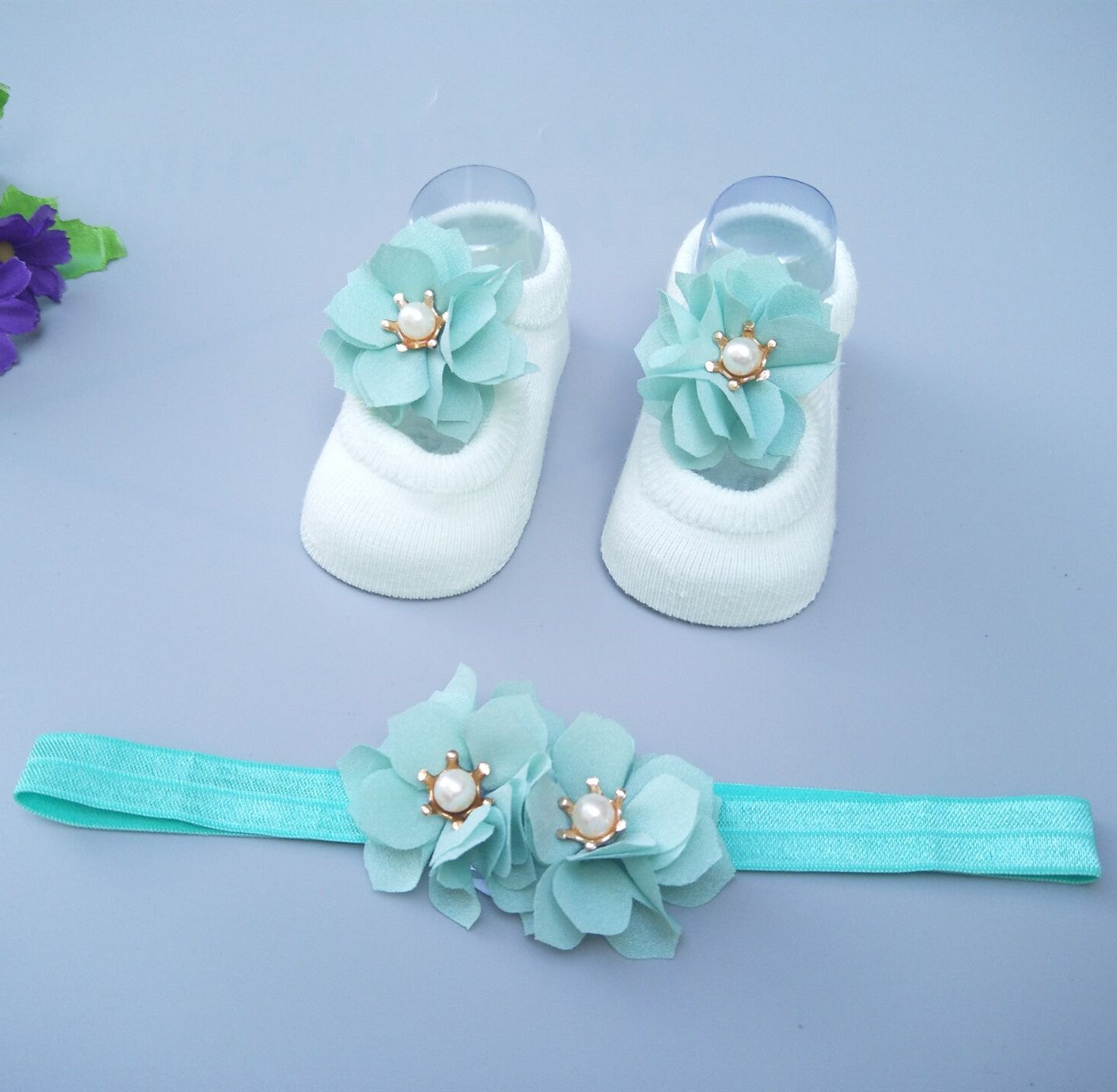New Baby Girl Socks Headband Gift Box