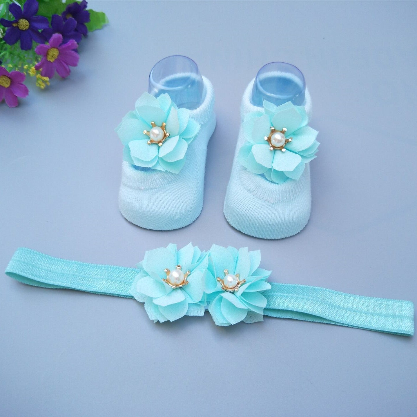 New Baby Girl Socks Headband Gift Box