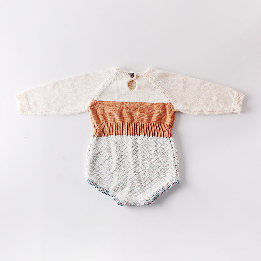Knitted woolen bodysuit, bag fart, romper, romper