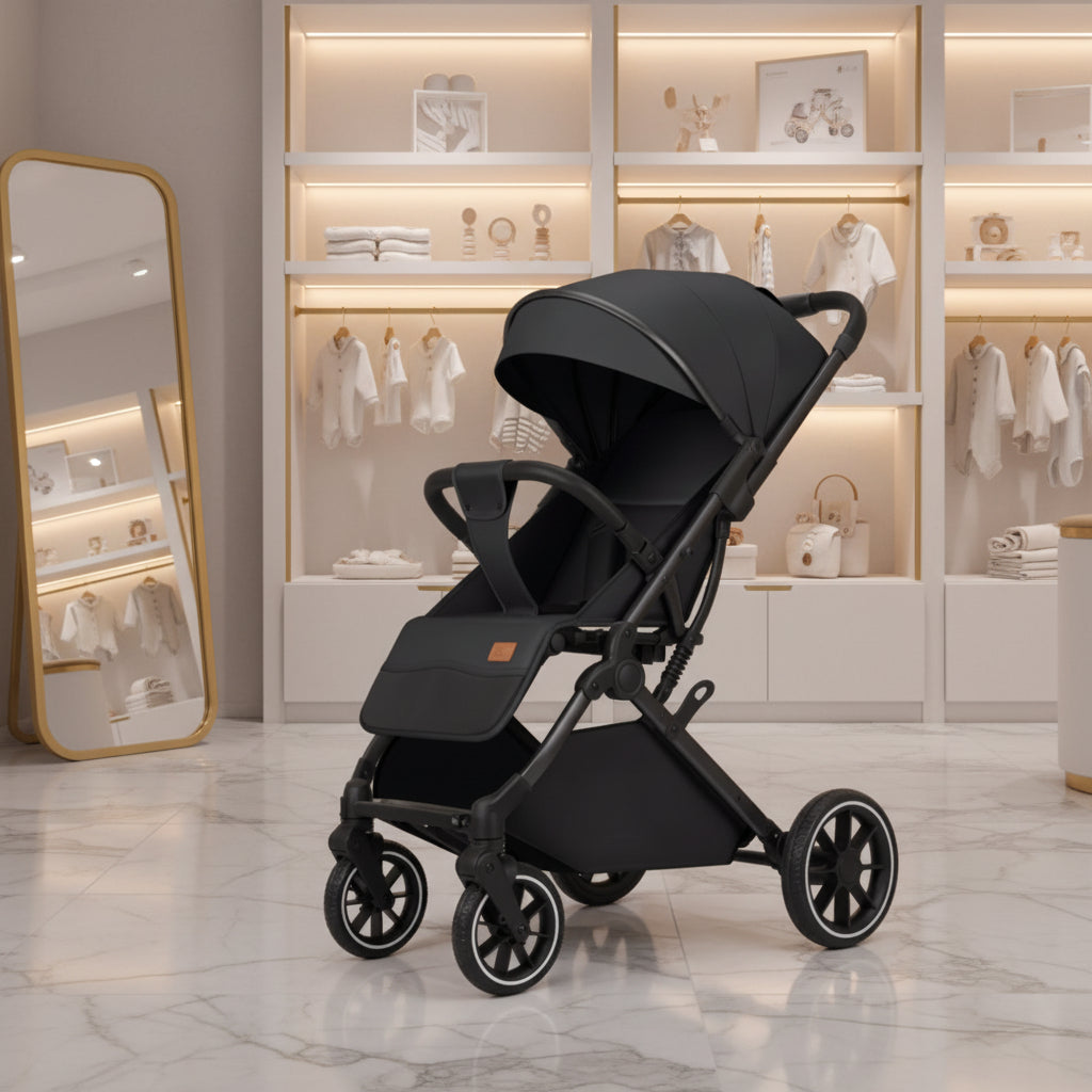 Lightweight Four-Wheel Stroller With Sit Or Lie Flat