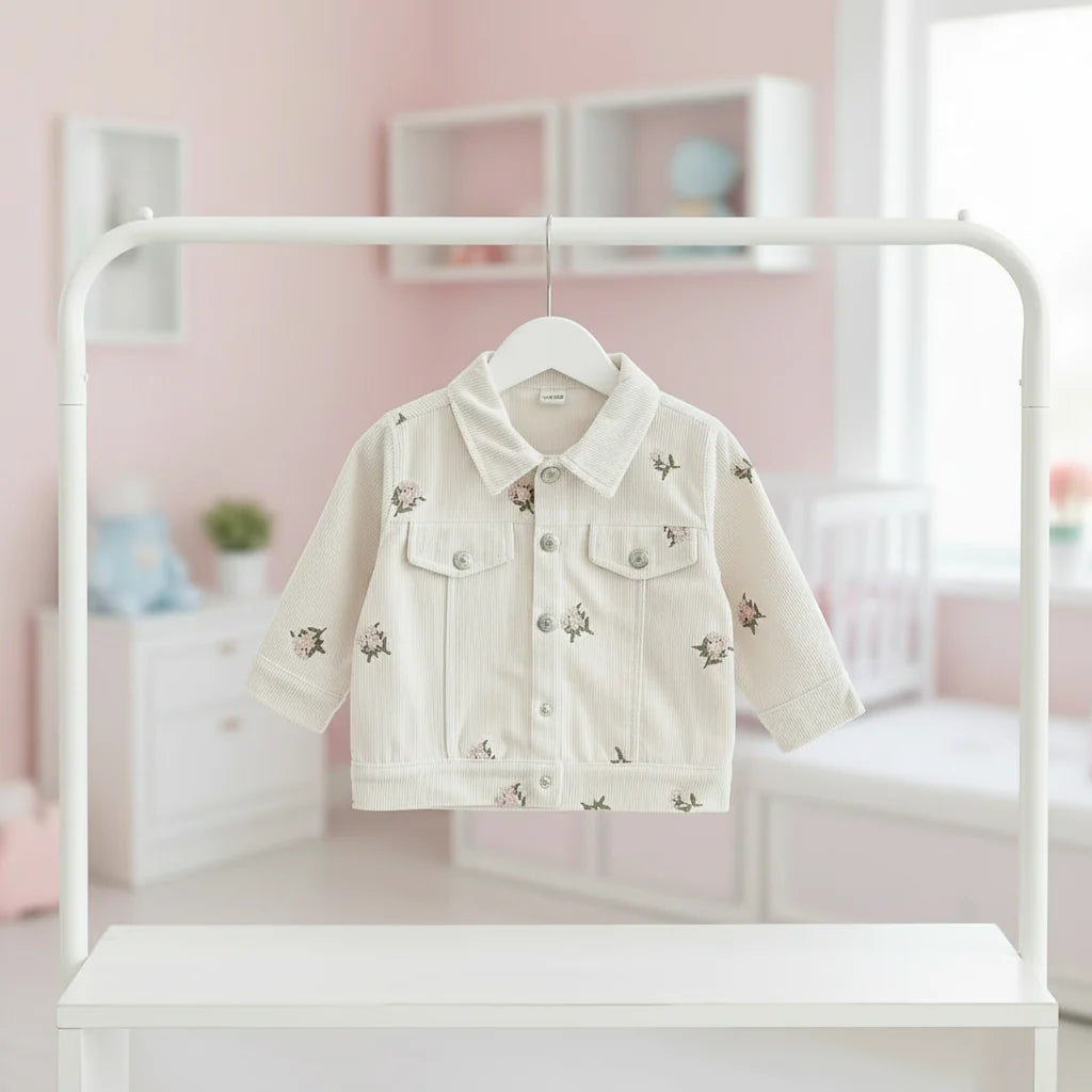 Pastoral Style Baby Coat Embroidered Flower Exclusive 0 To 3Y