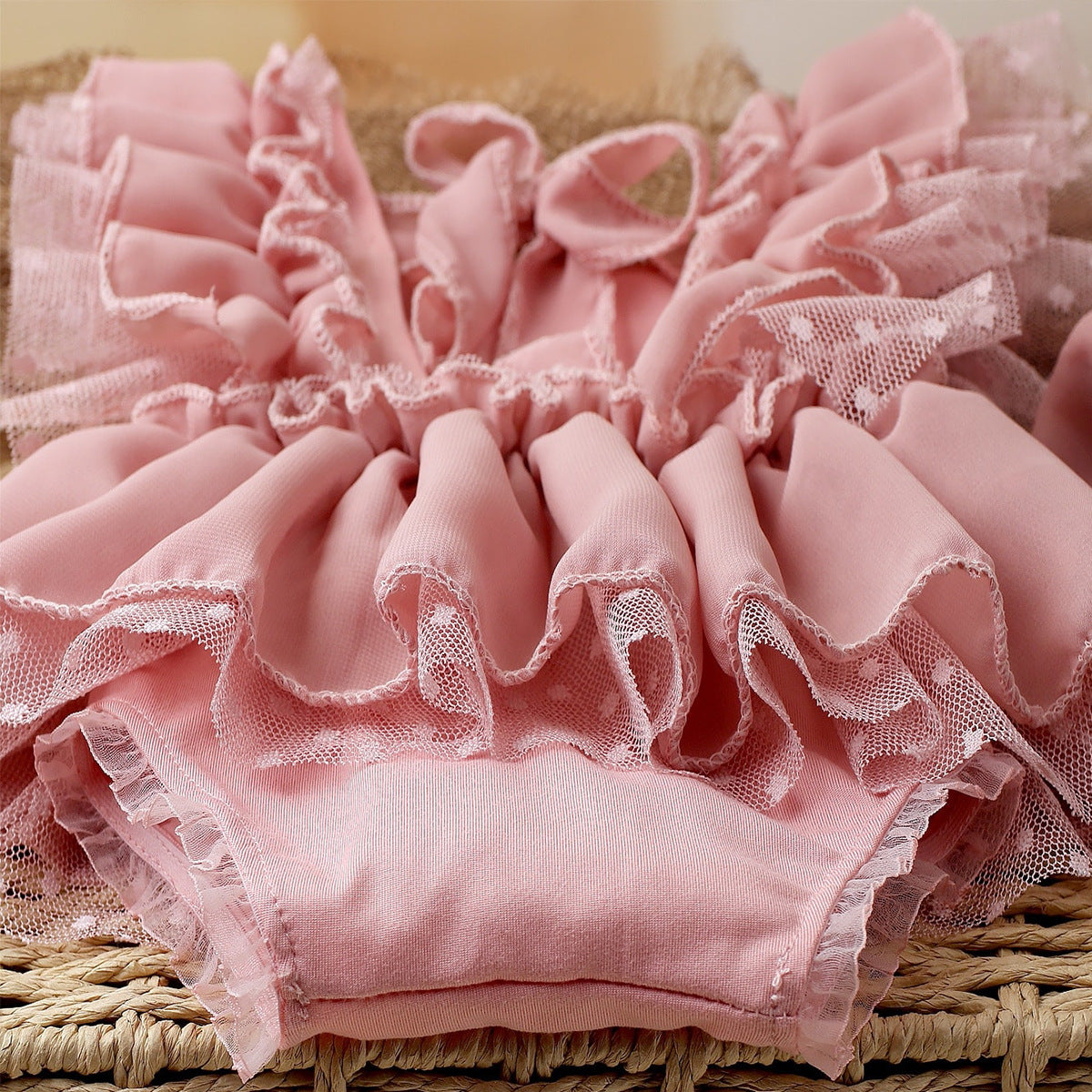 Newborn Bow Hair Band Chiffon Polka Dots Baby Romper Two-piece Set