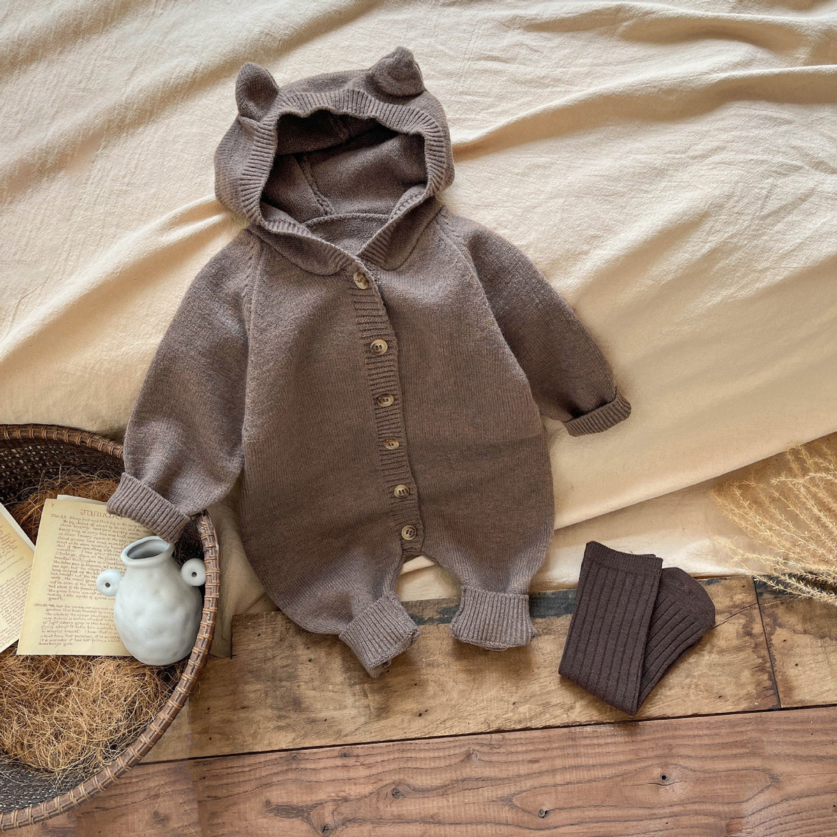 Infants Baby Spring And Autumn Knitted Jumpsuit South Korea
