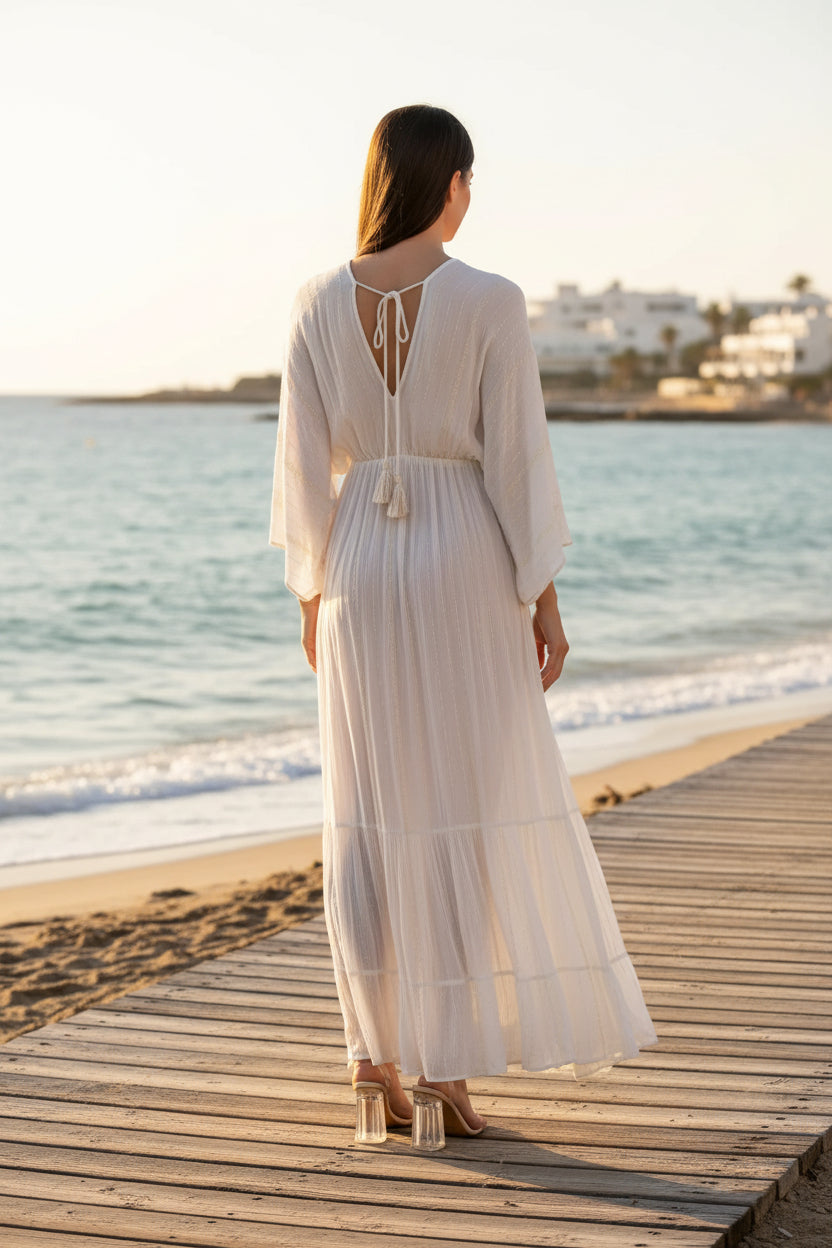 White Maxi Robe Resort Dress