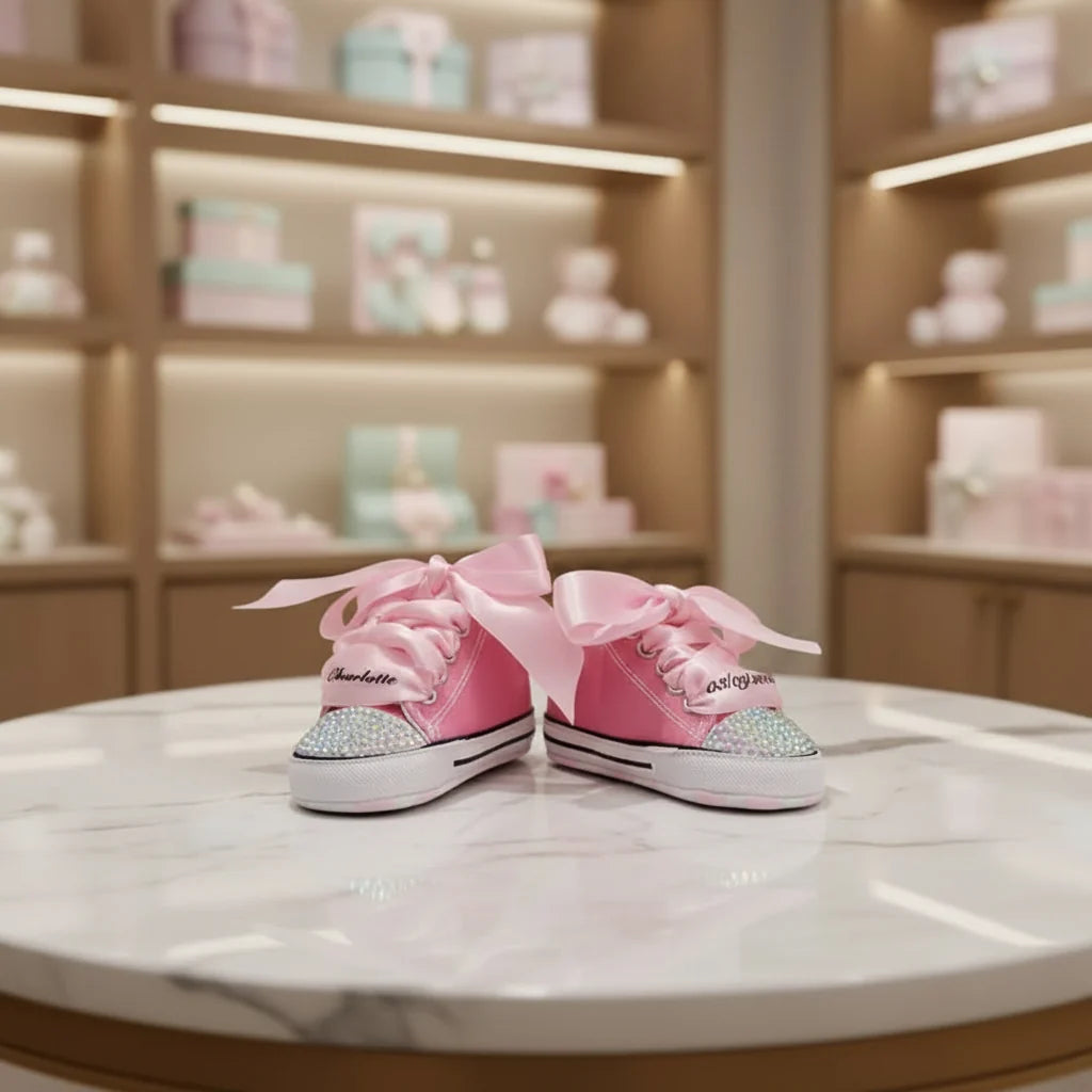Dollbling Exclusive Name Print Moccasin Baby Shoes