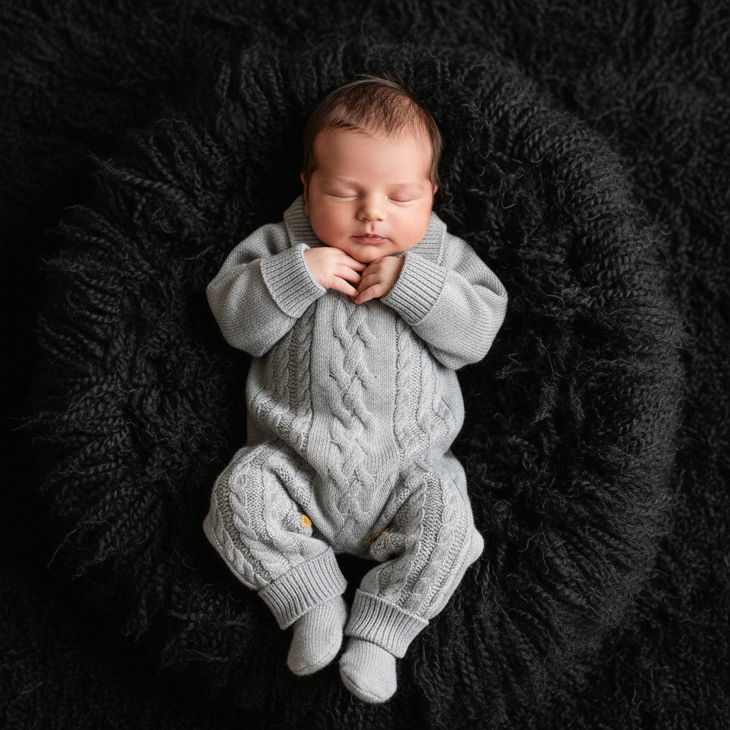 Lapel Baby Knit Jumpsuit - Soft Cotton, Lapel Style For Versatile Layering