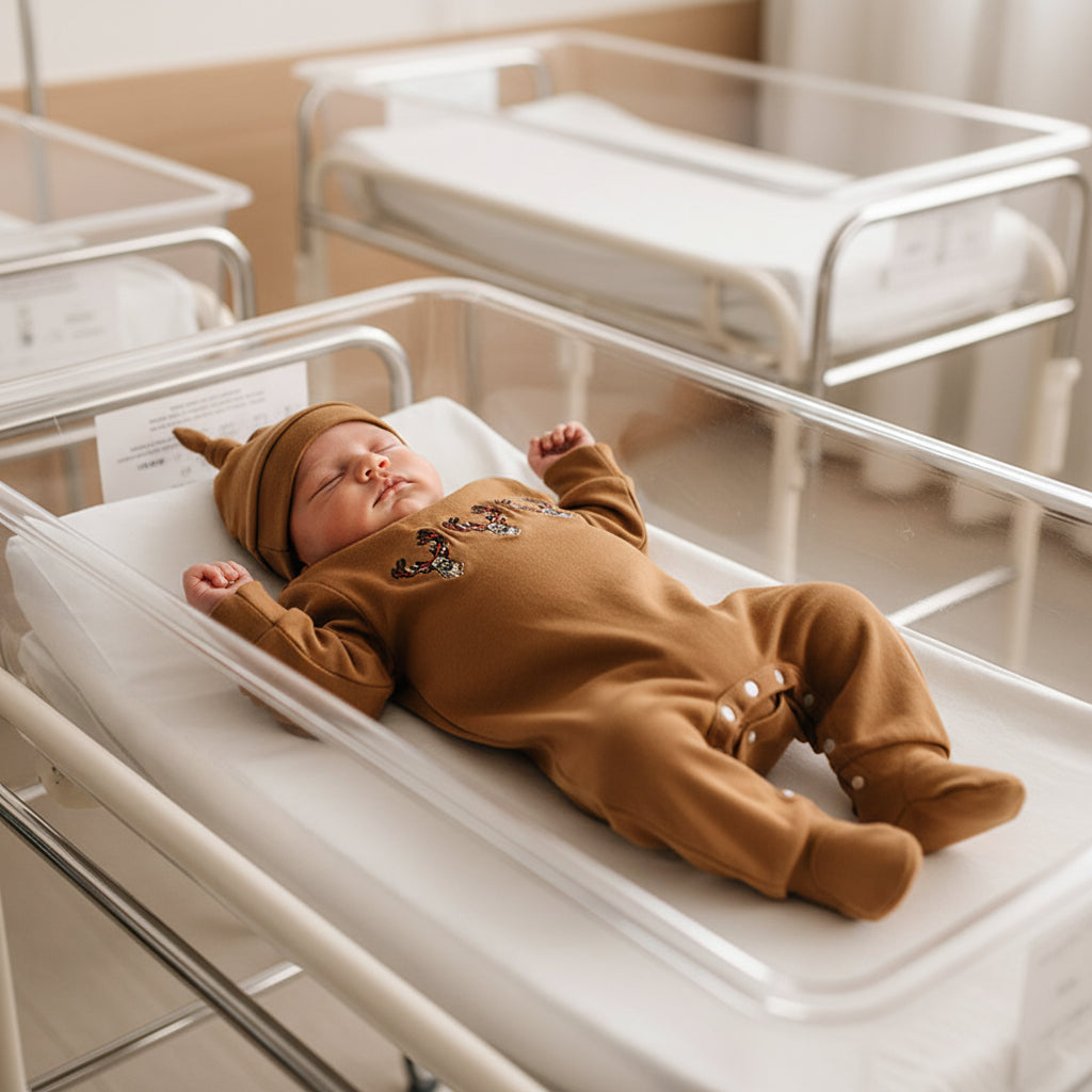 Newborn Baby Boy Outfits Long Sleeve Animal Print Romper & Hat 2Pcs Fall Winter Clothes Set
