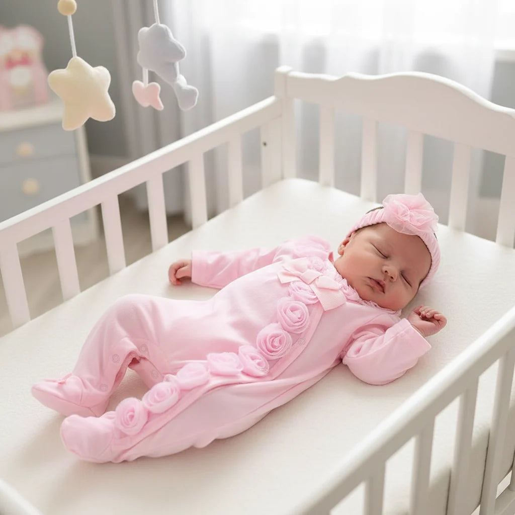 Lace Romper Set For Newborn Girls Cotton Headband Signature