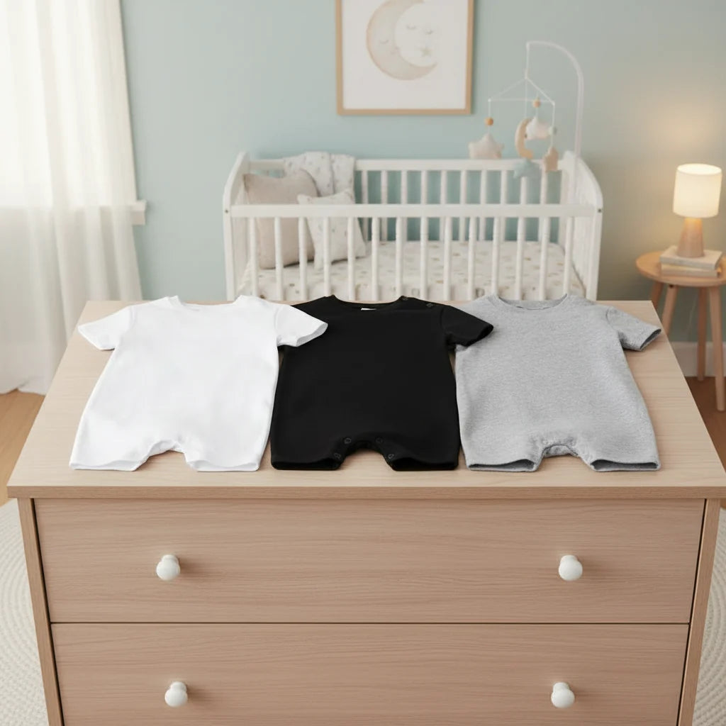 Kavkas 3 Pcs Baby Boy Girl Rompers 0-12M 100% Cotton Black White Grey Design Newborn Summer Clothes