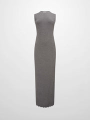 Wave Knit Slip Dress-Heathered Brown