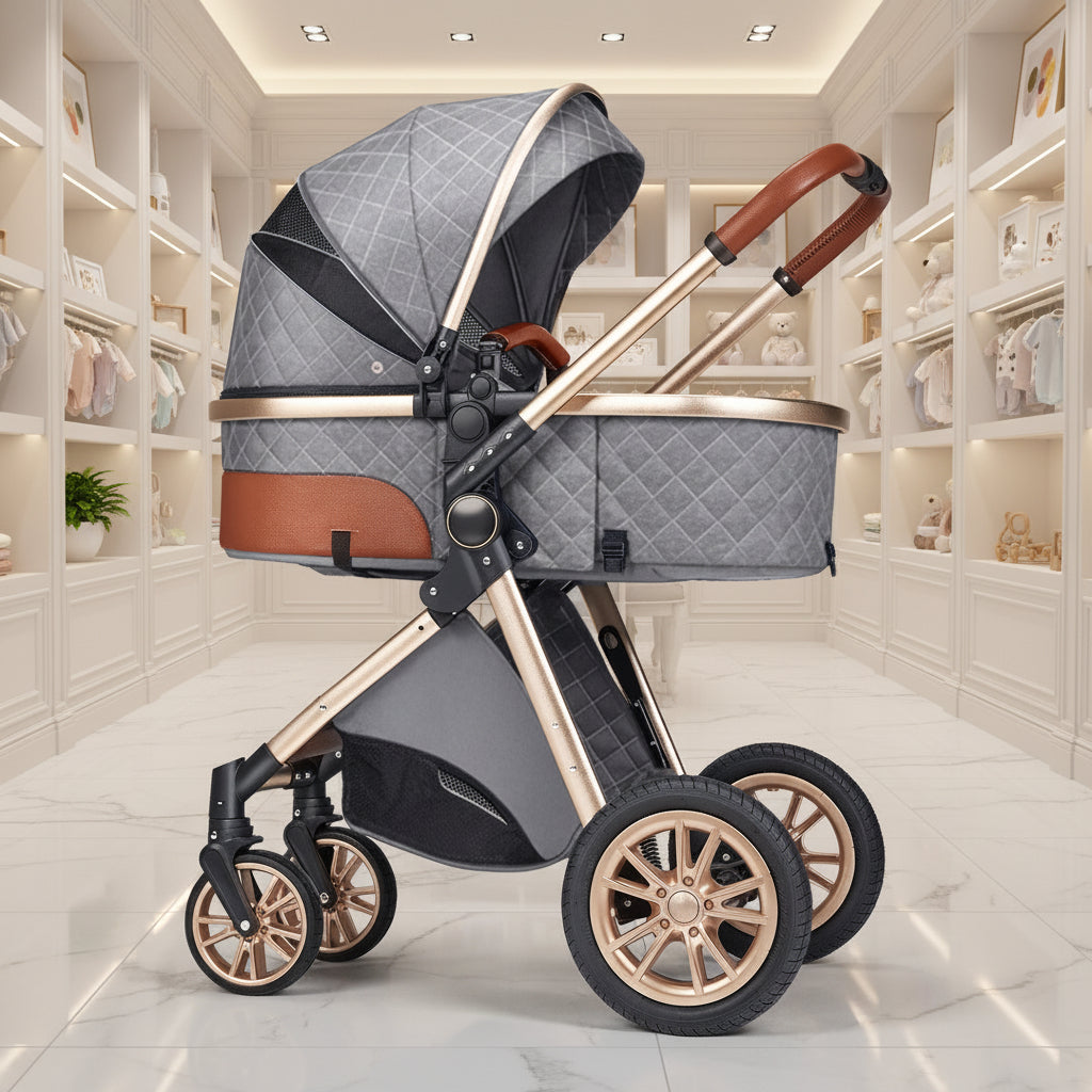 Lightweight Folding Two Way Shock Absorbing Newborn Baby Stroller
