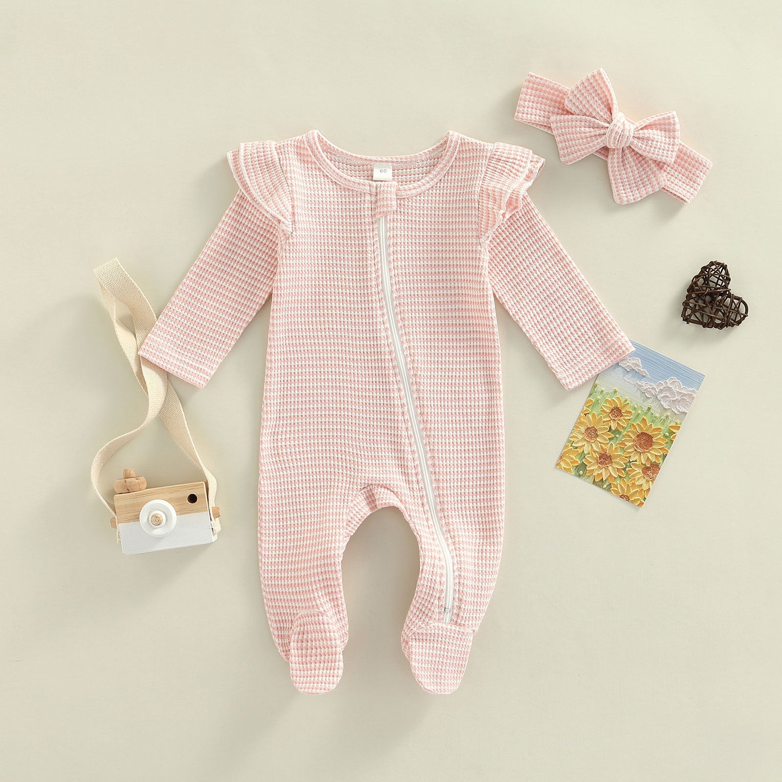 Newborn Baby Zipper Leg Wrap Romper