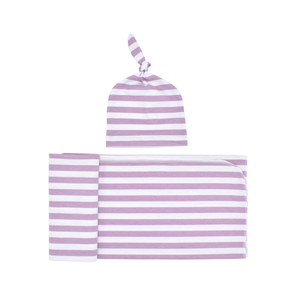 Newborn Rayon Stripe Gro-bag Beanie 2 Pieces Suit