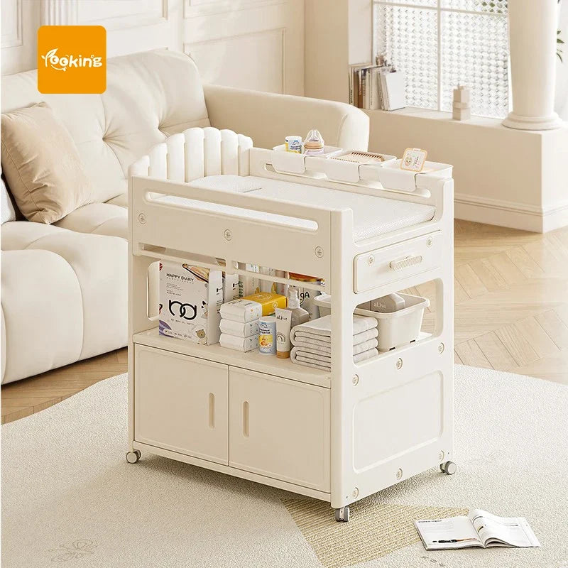 Eavy Duty Baby Changing Table With Wheels Adjustable Height Diaper Station Newborn Care Organizer
