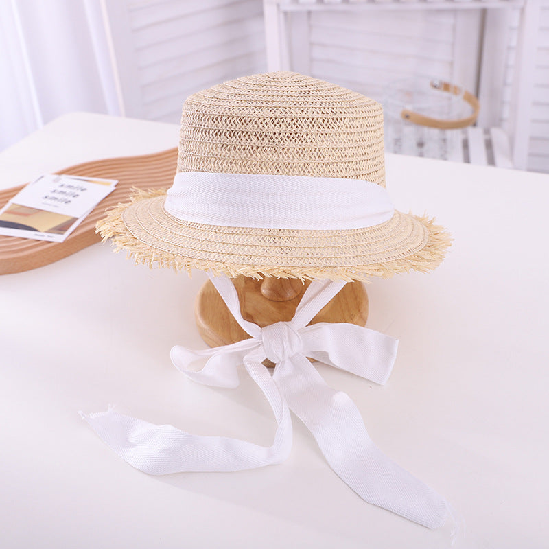 Sun-proof Sun Hollow-out Straw Hat British Flat Top