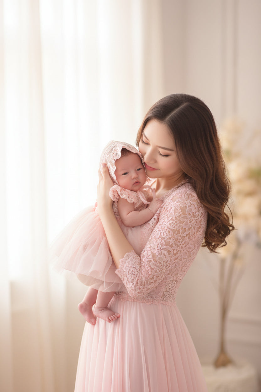 The Summer Baby Baby Princess Dress Dress Lightweight Breathable Mesh Lace Dress Moon Age