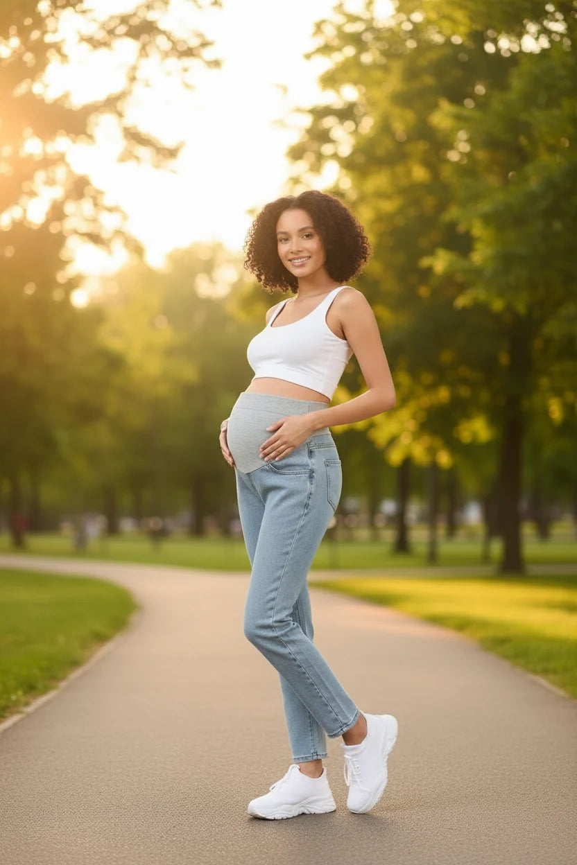 Premama Clothes Maternity Moms Jeans Signature Denim Adjustable High Waist
