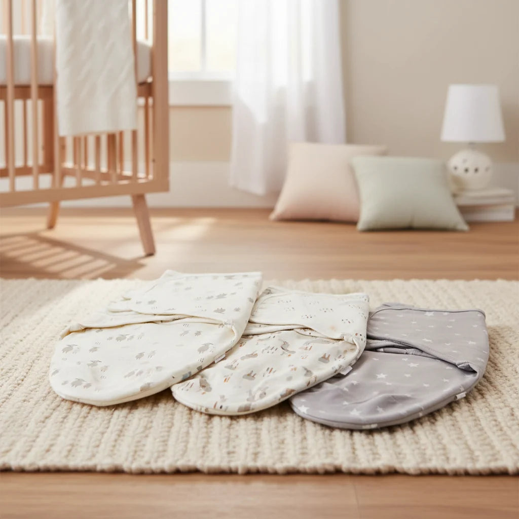 Baby Sleeping Bag Newborn Swaddle Cocoon Wrap 100 Percent Cotton Three Piece Set