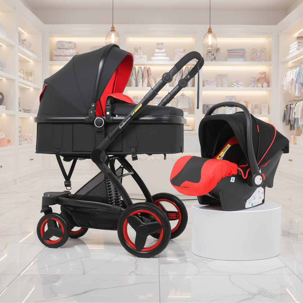 High Landscape Baby Stroller Basket Can Sit And Lie Folded
