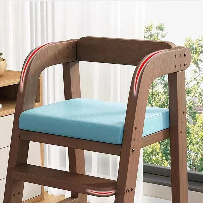 Solid Wood Children Dining Chair Modern Baby Eating Armchair Home Interior High Stool Comfortable Dining Chair Nordic  Furniture