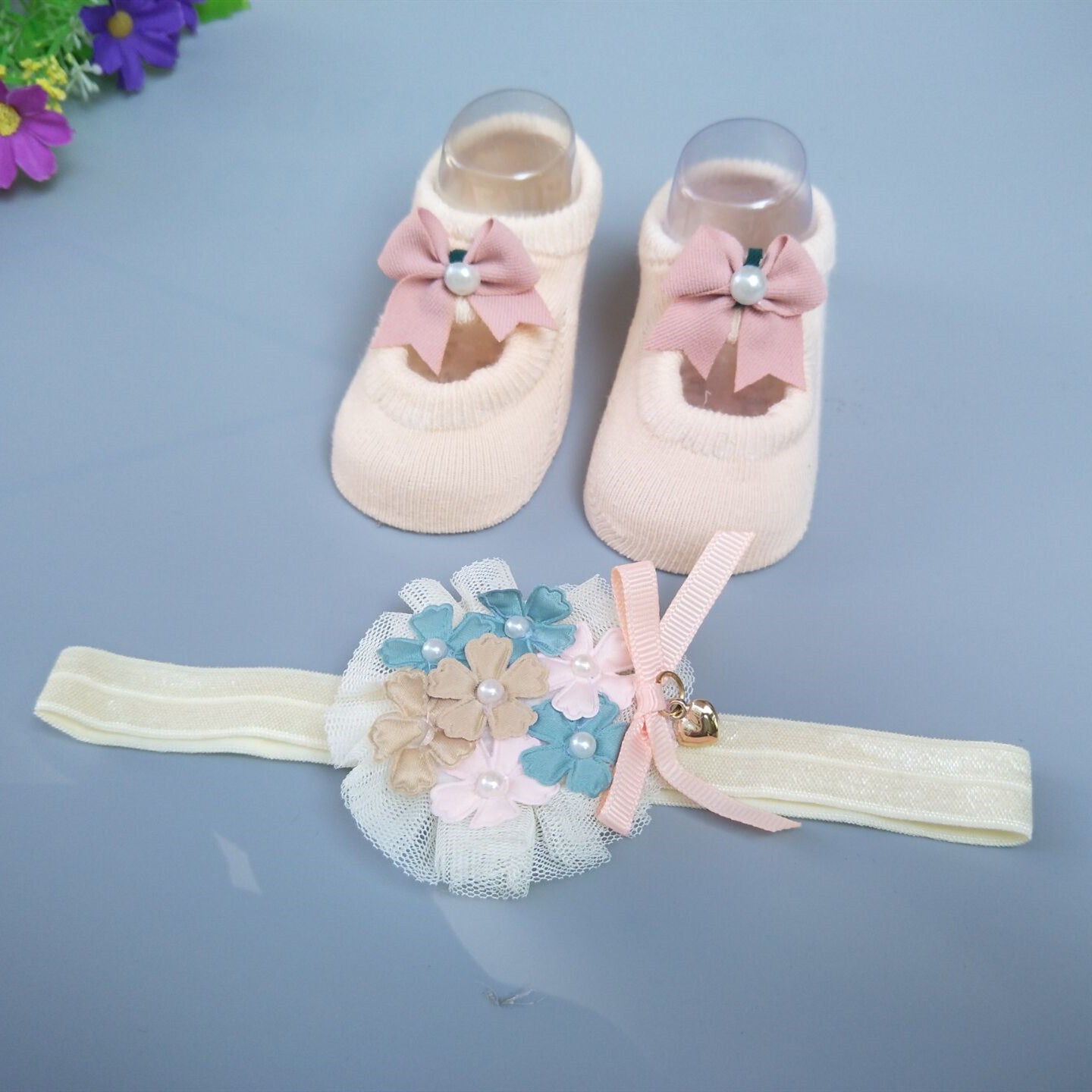 New Baby Girl Socks Headband Gift Box