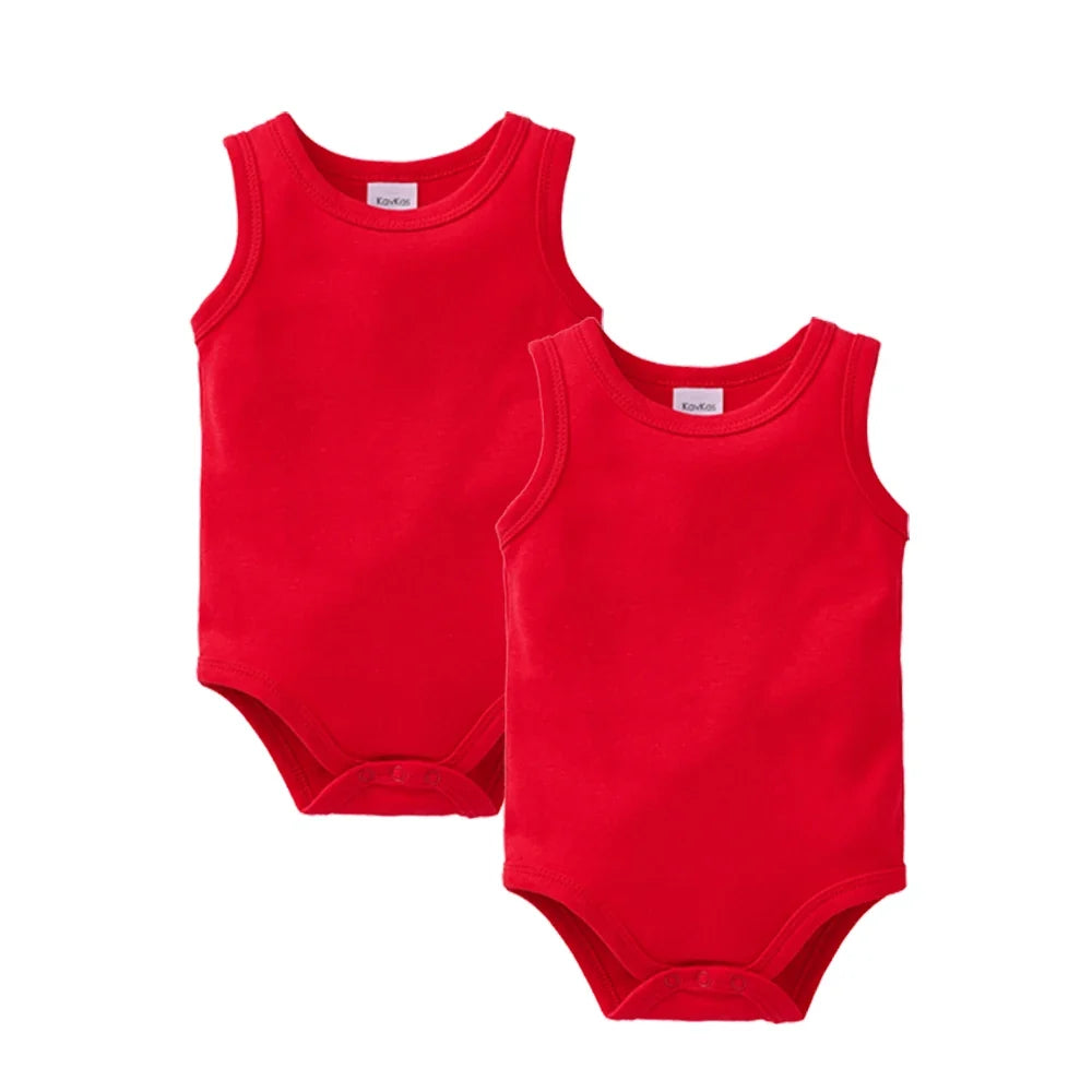 Kavkas 2 Pcs/lot Summer Baby Boy Girls Clothes Vest Design 100% Cotton Sleeveless Newborn Clothing