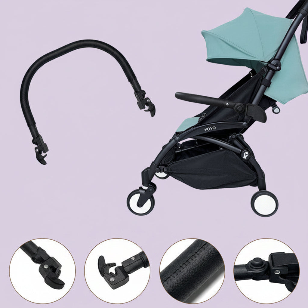 PU Leather Stroller Armrest Replacement For Foldable Baby Strollers Black