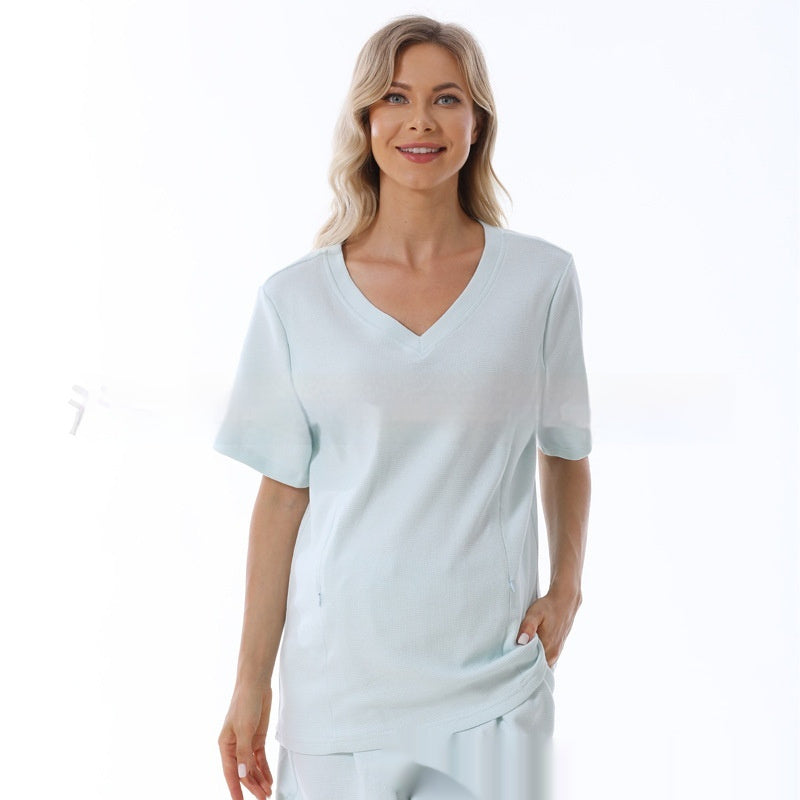 Home Wear Summer Waffle Short Maternity Suit