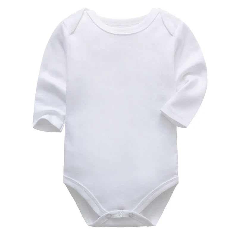 Newborn Footed Pajamas Zipper Girl and Boy Romper Long Sleeve Jumpsuit Cotton Solid White Fashion 0-12 Months Baby Clothes