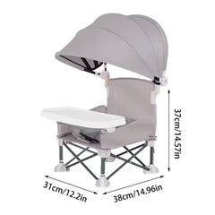 Portable Outdoor Camping Folding Dining Chair Sunshade High Chair with Tent Baby Picnic Table Chair Camping Gear