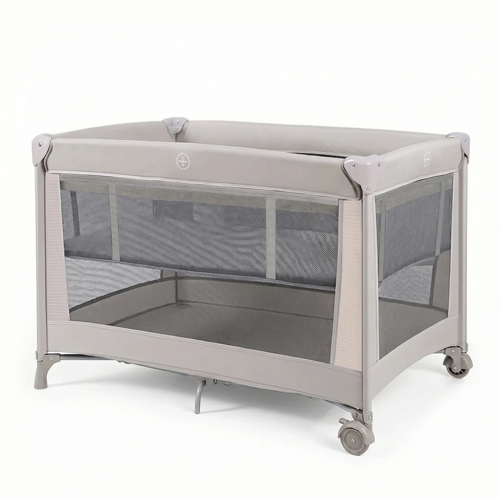 Foldable Travel Cot Set with Soft Mattress, Wheels & Travel Bag, Fast & Compact Folding for Newborn Toddler Indoor Outdoor Use