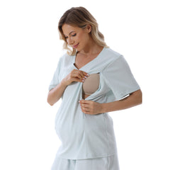 Home Wear Summer Waffle Short Maternity Suit