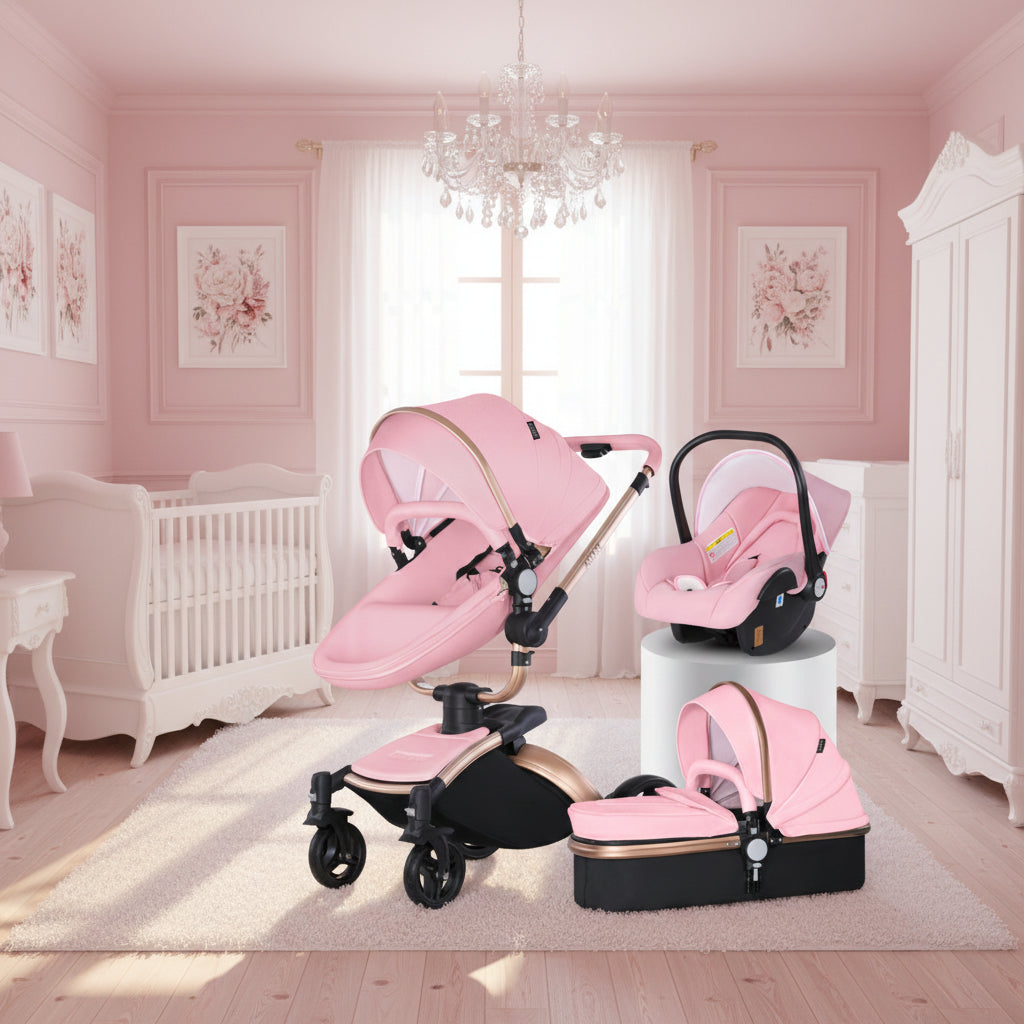 High Landscape Baby Stroller 360-degree Rotation 3-in-1 Basket Foldable