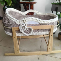 Cross-border Hand Crochet Cradle Hand-held Frame Cotton Rope Woven Crib Cloth Strip Newborn Hand Basket Cradle