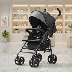 Lightweight Stroller, Compact Easy Fold MultiPosition Recline Canopy Backrest, Carbon Steel Frame, Large Storage Basket,Cup Holder, Umbrella Toddler Baby Stroller For Travel, Dark Gray/Black