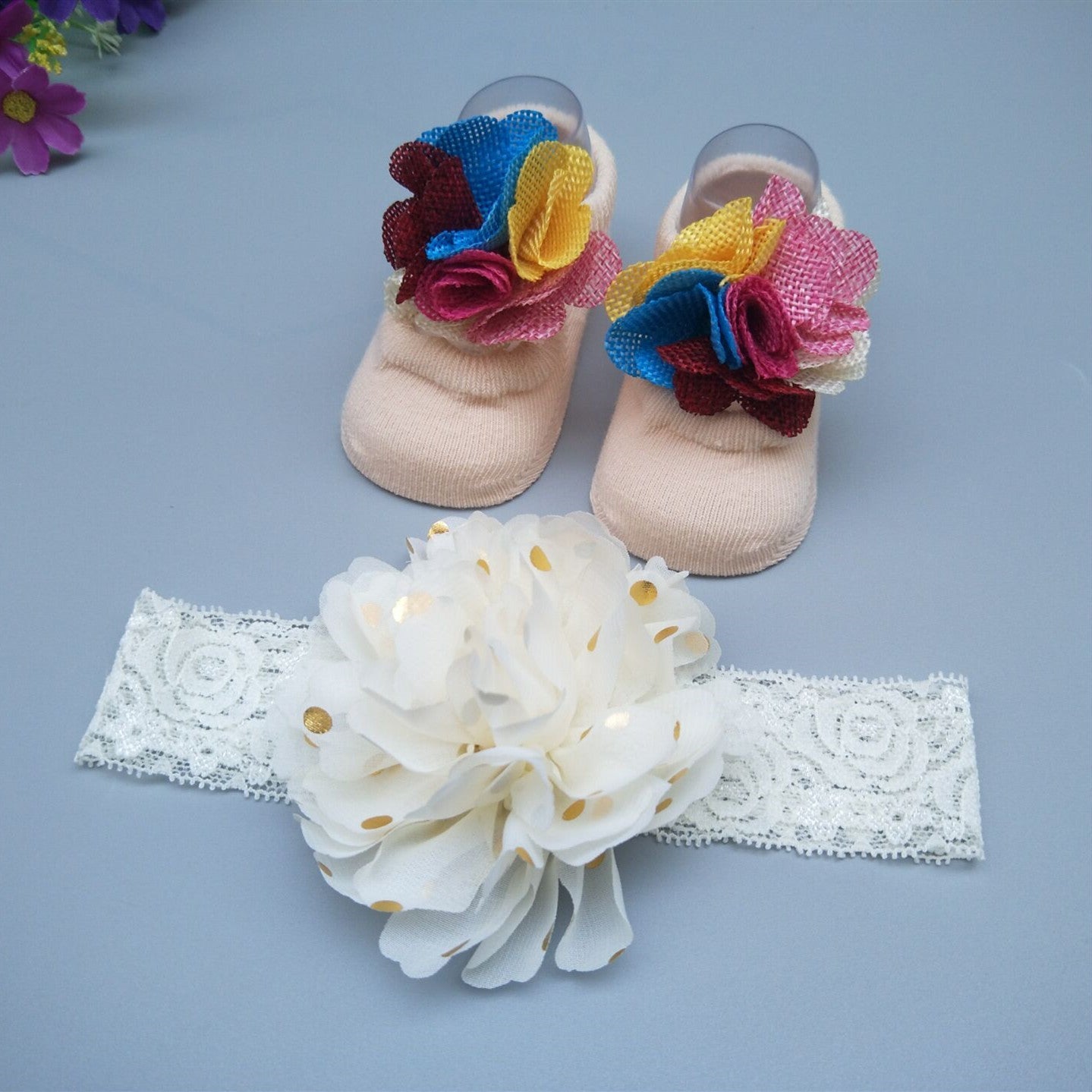 New Baby Girl Socks Headband Gift Box