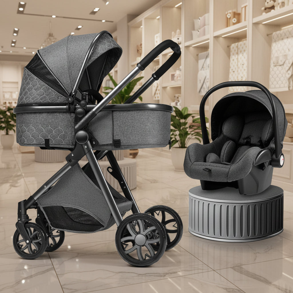 Lightweight Folding Two Way Shock Absorbing Newborn Baby Stroller