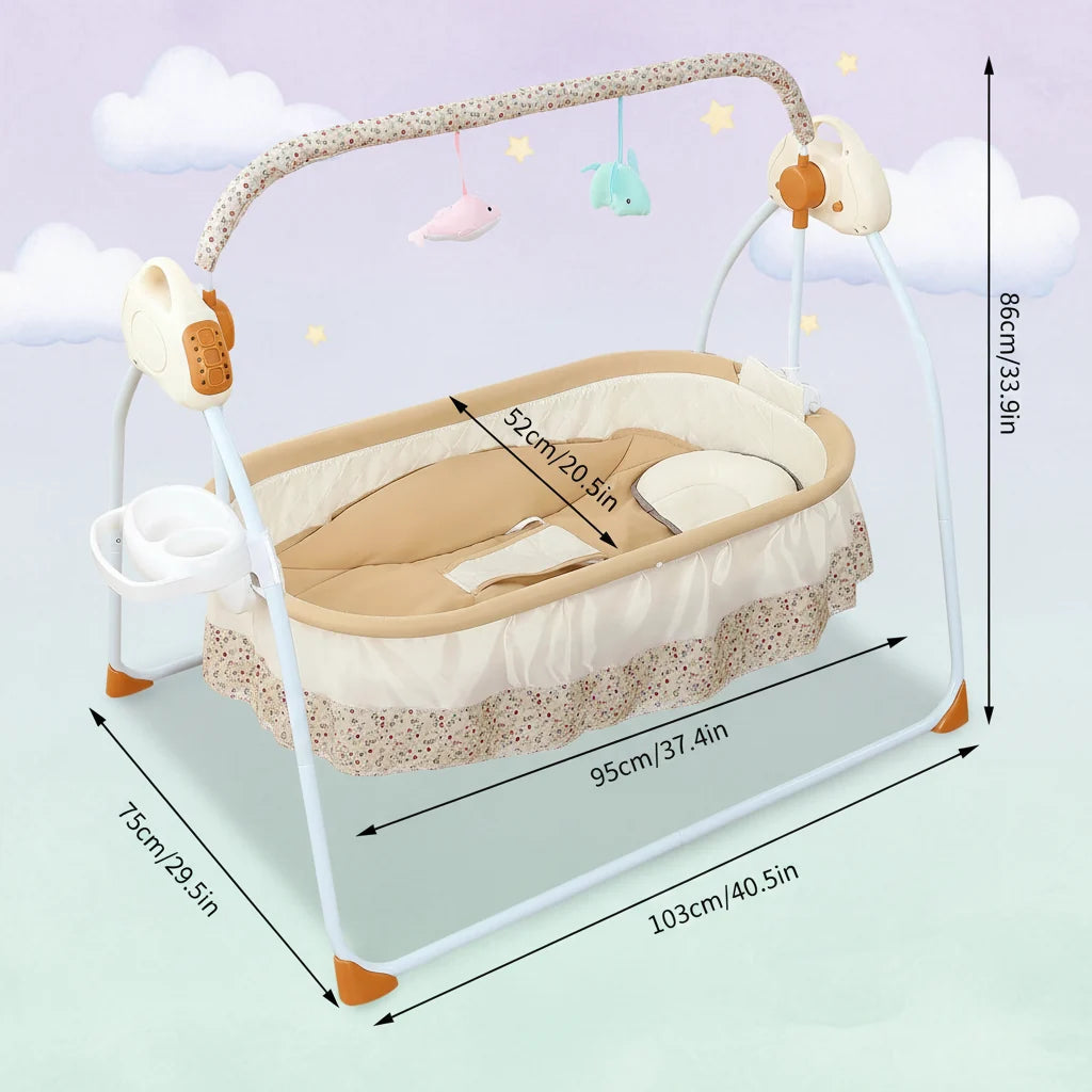 Electric Baby Cradle Deluxe Foldable With Music And Swing